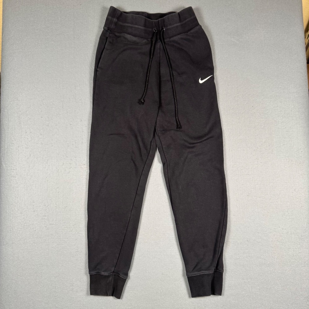 Nike Jogger Sweatpants Womens Small Black Fleece Activewear Swoosh Logo Pants